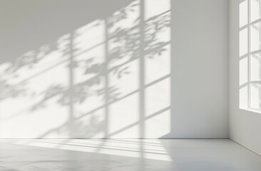 Poster - White Room Corner with Sunlight and Window Shadow