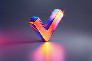 Poster - A shiny v shape on a smooth surface, suitable for use in tech or design contexts
