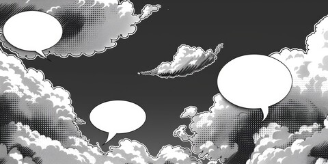 Poster - A black and white image of a cloudy sky