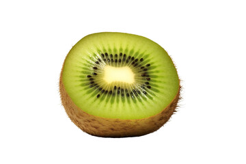 Wall Mural - A Slice Of Freshly Cut Kiwi Fruit On A White Background on a White or Clear Surface PNG Transparent Background.