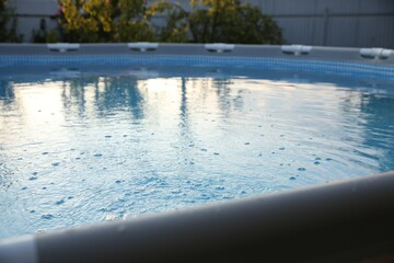 Sticker - Above ground swimming pool in garden, closeup