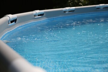 Sticker - Above ground swimming pool outdoors on sunny day, closeup