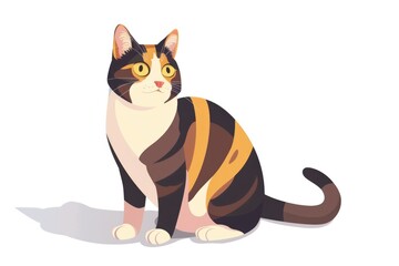 Poster - A cartoon cat sitting on a white surface