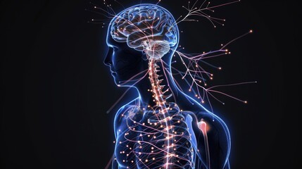 Poster - Anatomy illustration of the human brain and nervous system
