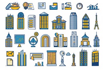 Aufkleber - A collection of buildings forming a city, great for urban architecture or city planning projects