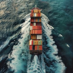 Poster - Container ship sailing through the open ocean