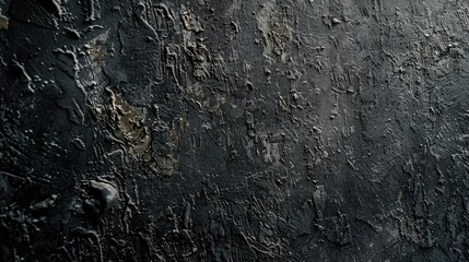 Poster - A close-up view of a black wall with peeling paint, great for use in interior design or DIY projects