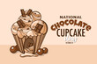 © Svetlana Ruin - national chocolate cupcake day, delicious chocolate cupcake design vector illustration
