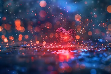 Wall Mural - Heart bokeh on water surface