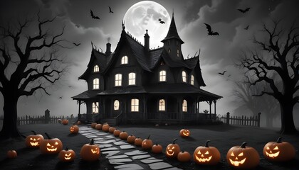 Halloween house in the night