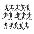 © Never Look Back - Set of Soccer Players Silhouettes. American Football Players Silhouettes , vector pack, various pose set