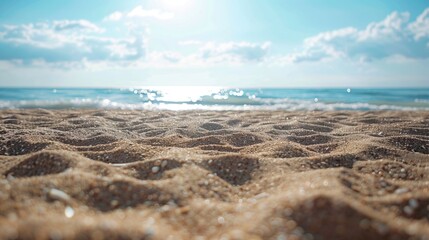Poster - Coastal landscape featuring a vast ocean and a long stretch of sand