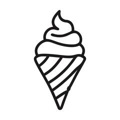 Wall Mural - simple black and white line drawing of an ice cream cone. vector illustration