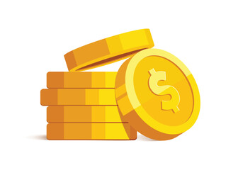 Wall Mural - heap of gold coins with us dollar currency sign vector illustration isolated on white background. mo
