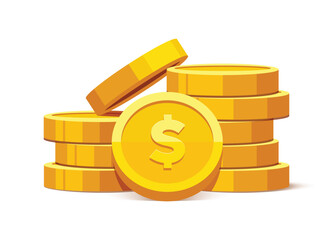 Wall Mural - heap of gold coins with us dollar currency sign vector illustration isolated on white background. mo