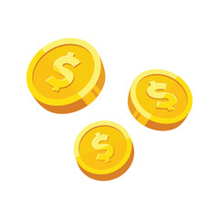 Wall Mural - gold coin with dollar us currency sign vector illustration isolated on white background. business an