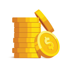 Wall Mural - heap of gold coins with us dollar currency sign vector illustration isolated on white background. mo