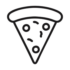 Wall Mural - line drawing of a single slice of pizza with olives. vector illustration