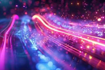 Poster - A blurry image of a colorful light trail