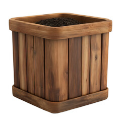 Wall Mural - A wooden compost bin on transparent background