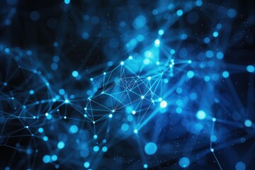 Poster - A close-up of a bundle of blue LED lights