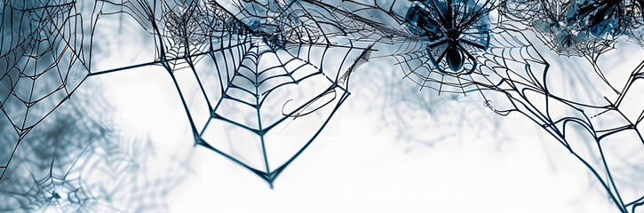 Wall Mural - Spider web cobweb halloween spooky background frame vector
