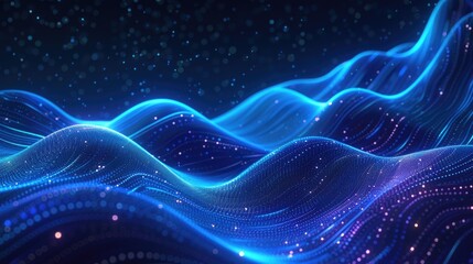 Poster - A wave of blue lights illuminates a dark background