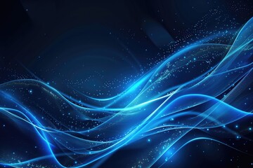 Poster - A dark blue background with glowing stars and ocean waves