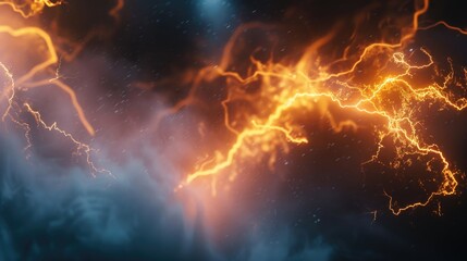 Poster - A close-up view of lightning illuminating the dark sky