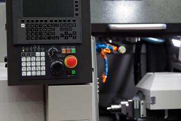 industrial metalworking CNC lathe machine close up