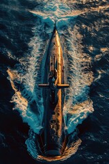 Poster - A submarine floating in the middle of the open ocean, ready for its mission