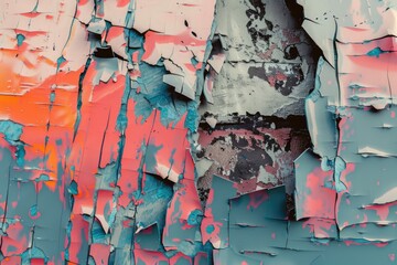 Poster - A close-up shot of peeling paint on a worn-out wall