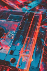 Poster - A close-up shot of an old cassette player sitting on a table