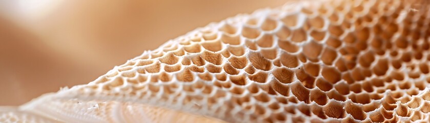 Poster - Hyper-realistic macro photograph of a sand dollar's intricate surface pattern, fine details of pores and ridges in sharp focus, subtle texture variations, shallow depth of field,