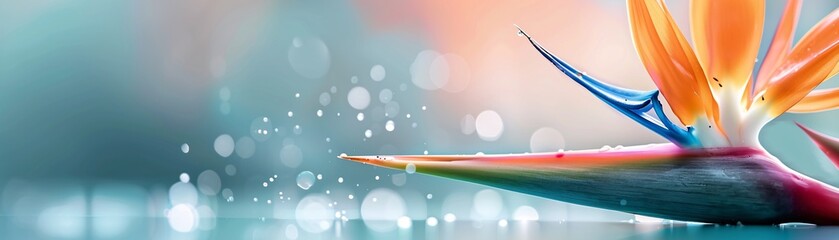 Poster - 8k resolution macro shot of a bird of paradise flower, vivid colors and intricate petal structures v
