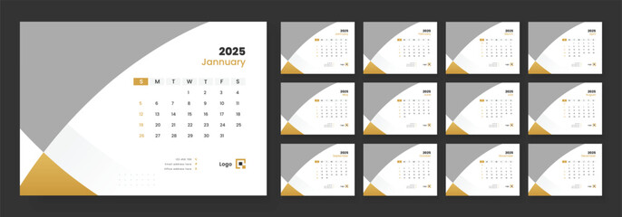 Modern Desk Calendar Template 2025, corporate desk calendar schedule 2025 monthly planner template.