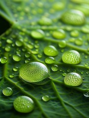 Aufkleber - extreme macro photograph of a lotus leaf surface, superhydrophobic nanostructures visible, water dro