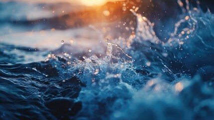 Poster - A close-up view of a wave crashing against the ocean surface
