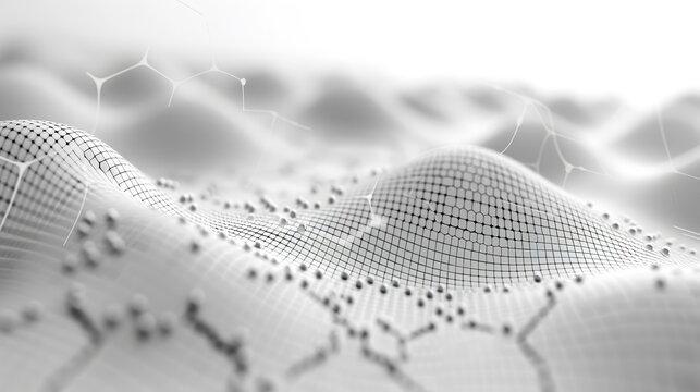 Wave curve and imaginative animation film of an abstract backdrop generated programmatically for technological and scientific research, Generative AI.