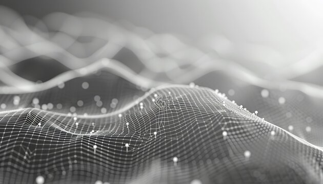 Wave curve and imaginative animation film of an abstract backdrop generated programmatically for technological and scientific research, Generative AI.