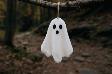 Sticker - Spooky ghost hanging from tree branch