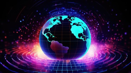 Aufkleber - digital world network globe in web communication concept