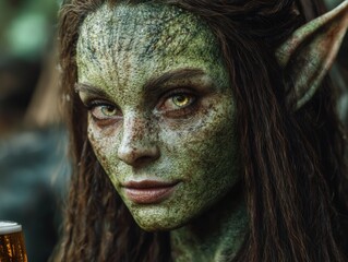 Poster - Mysterious green-skinned woman with piercing eyes