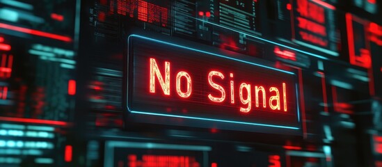 Poster - 3D rendering of a No Signal message featuring dynamic visual effects and technological glitches showcasing various types of screen interference