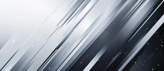 Poster - Abstract light pattern featuring a gradient of white and silver on a gray backdrop complemented by metallic textures Modern clean diagonal design with a dark background