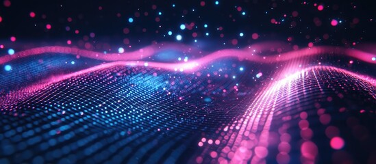 Poster - Abstract lines grid technology background with 3D rendering effects