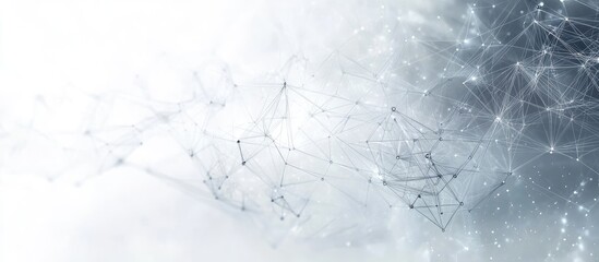 Poster - Abstract white background featuring interconnected lines dots and polygons creating a dynamic and futuristic design for technology and science themes