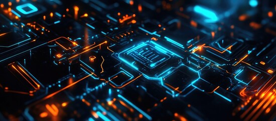 Poster - AI Digital Circuit Board with Semiconductor Paths and Technological Innovations