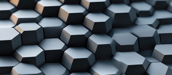 Poster - Close up of a seamless geometric pattern showcasing an intricate array of monochrome gray tones presenting a modern and stylish 3D design ideal for diverse applications