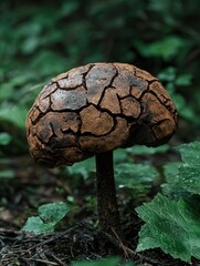 Poster - Cracked mushroom cap in forest